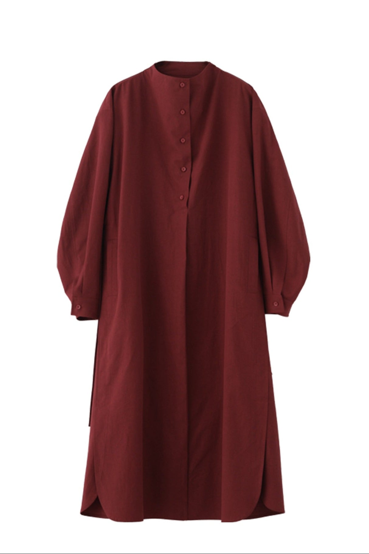 Red Tencel Blend Stand Collar Dress B4663