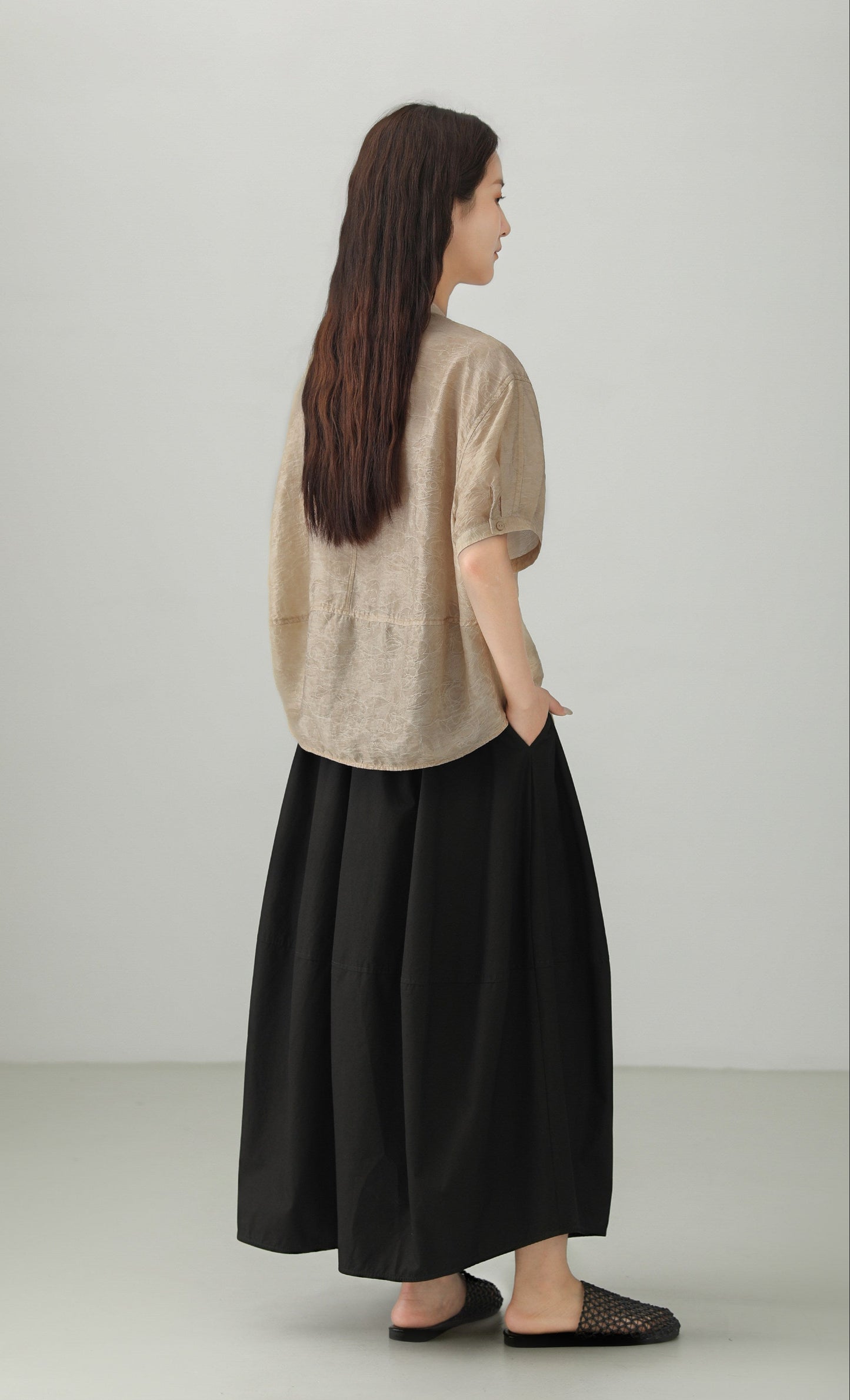 Art Style Tencel Blend Jacquard Blouse B4894