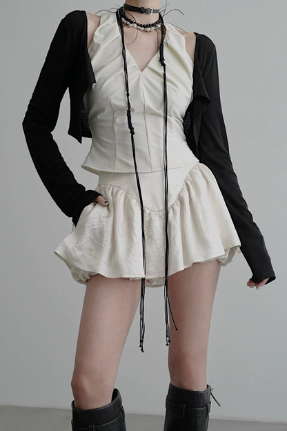 Black knit long sleeve cardigan B4043