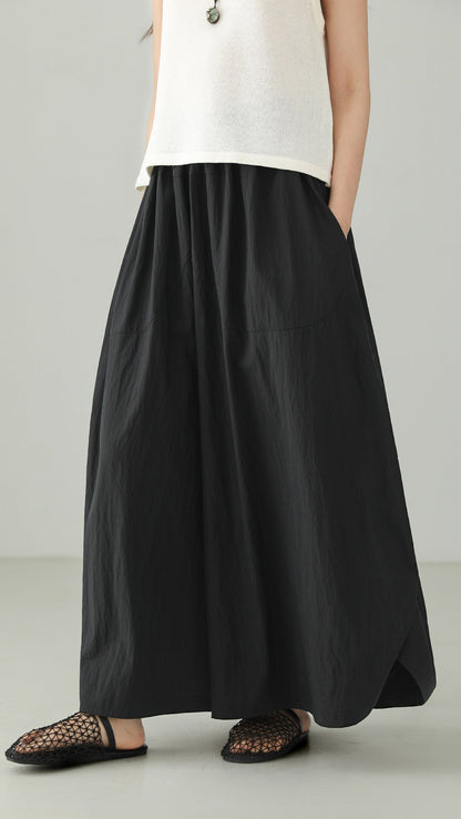 Black Art Silhouette Wide Skirt Pants B4761