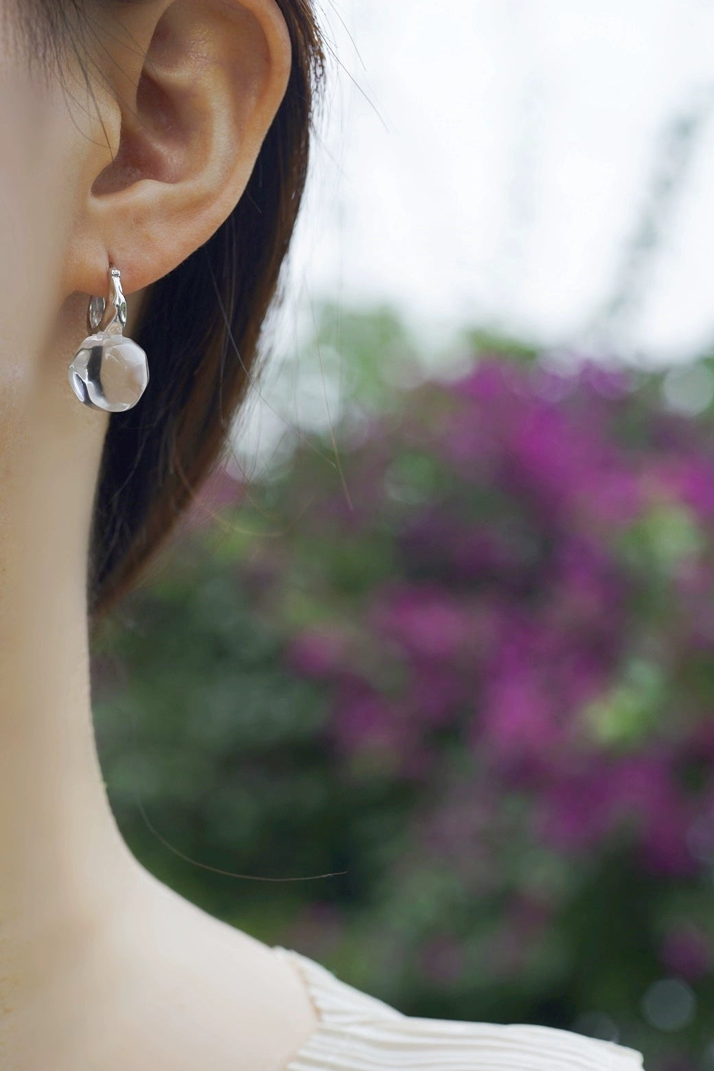 S925 天然白水晶 7A 級耳環 B4384