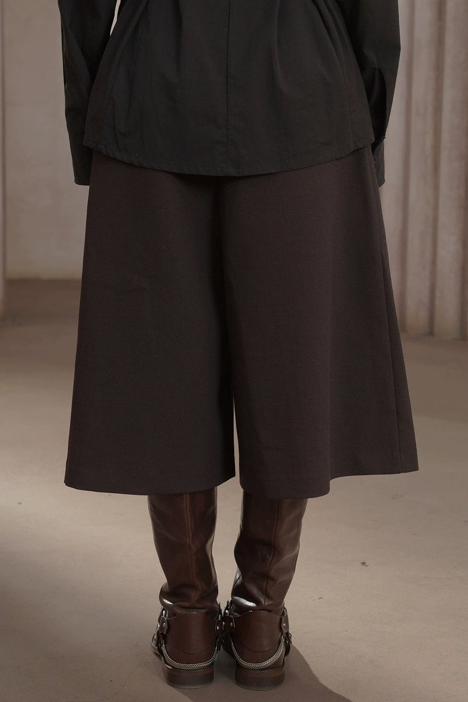 コーヒーカラーAラインワイドスカンツ　B4450