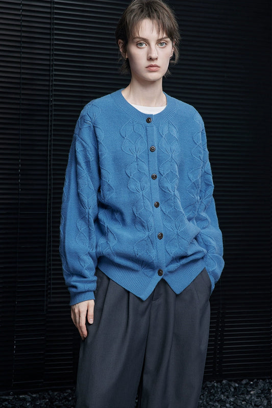 ブルージャガードカーディガンジャケット　B4368