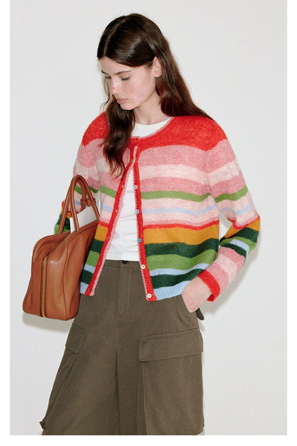 Niche Rainbow Stripe Cardigan B4405