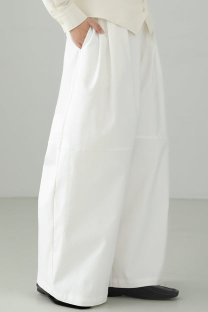White cotton loose wide pants B4660