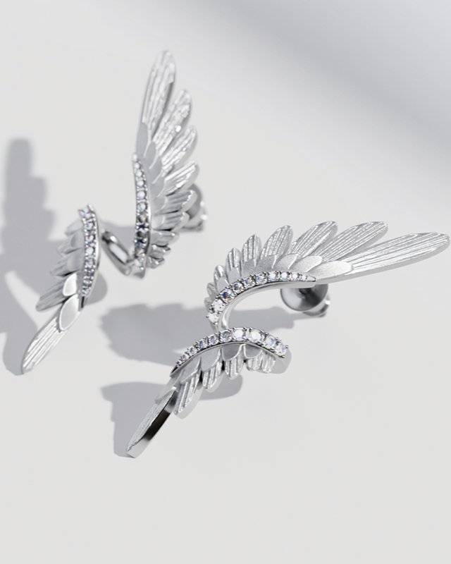 S925 柔美翼形耳環 B4173