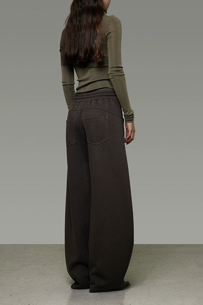 ダークブラウンドローストリングワイドパンツ　B4444