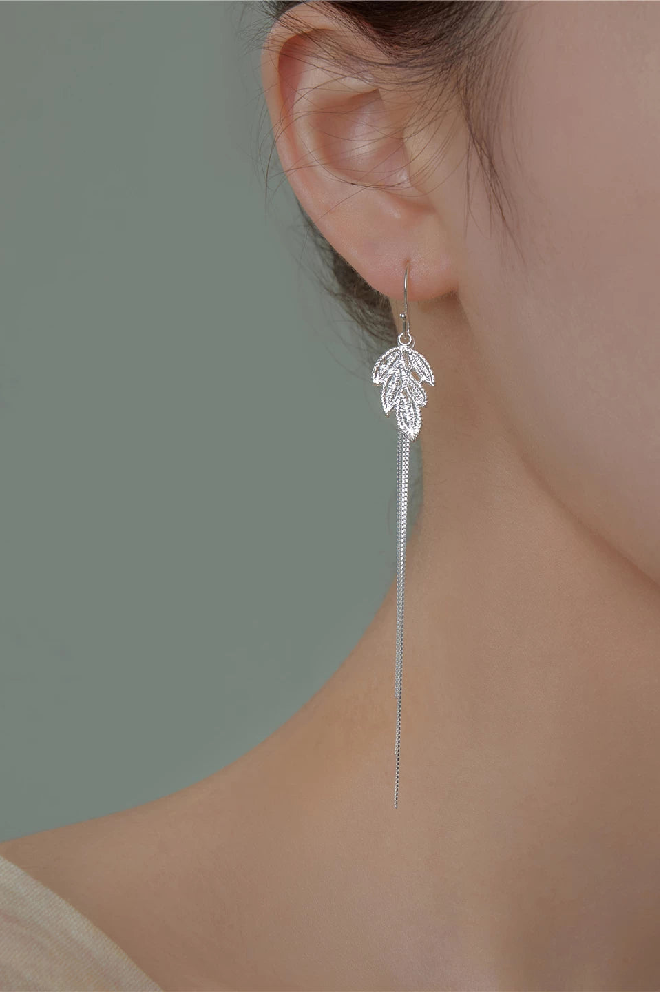 S925レースリーフタッセルピアス　B4564