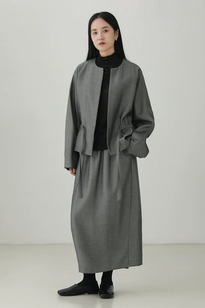 Tencel linen drawstring waist jacket B4281