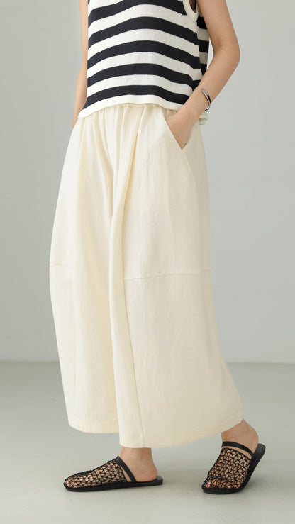 Tencel Cotton Cropped Wide Pants B4763