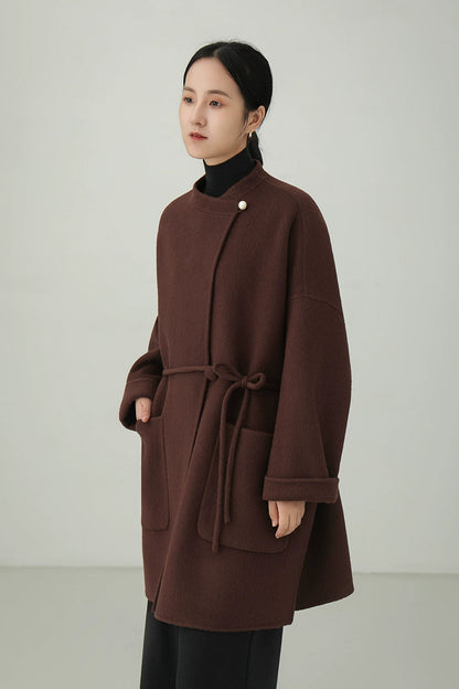 100% wool double-face mid-length coat B4529