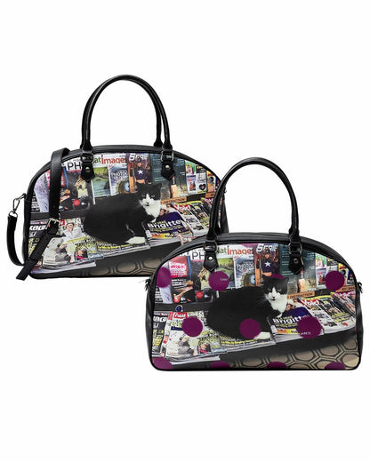 レトロキャット＆ドッグプリントボストンバッグ　B4321