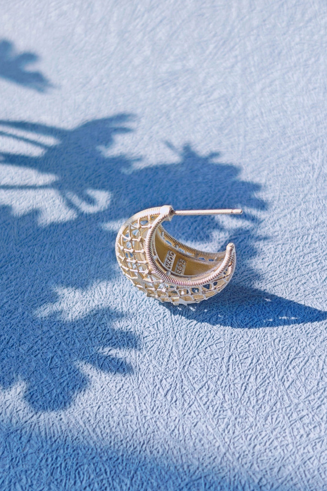 S925 Lace Moon Hoop Earrings B4480