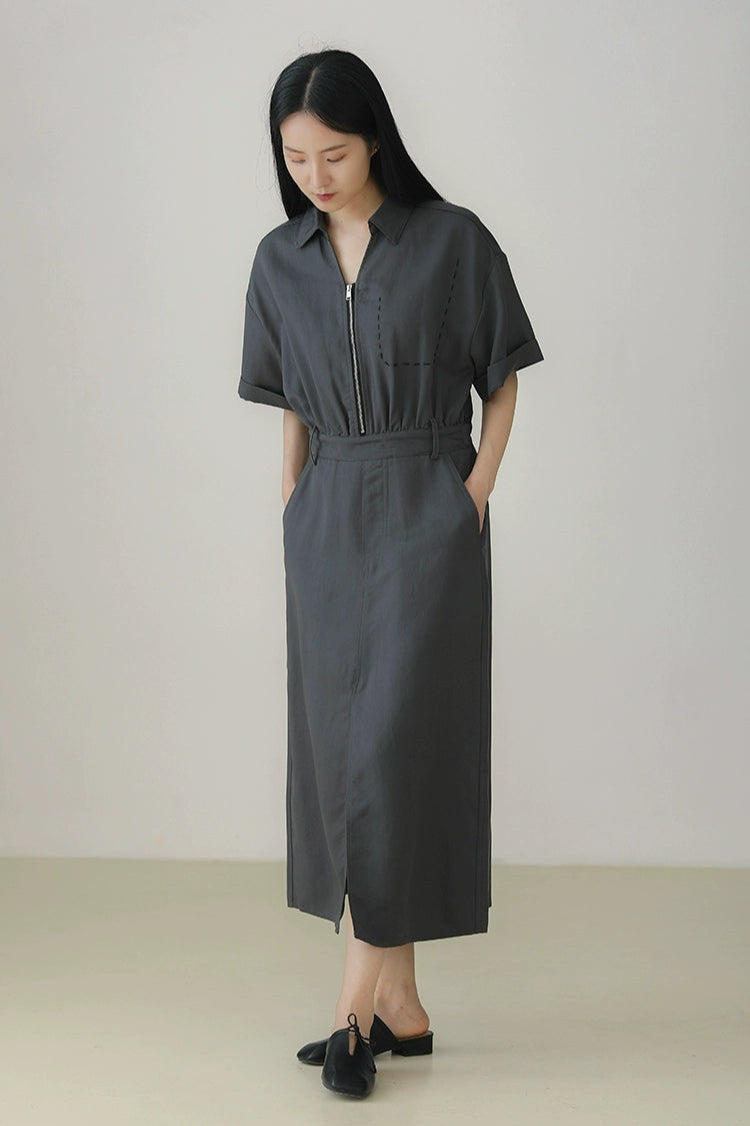 テンセルキュプラシャツワンピース　B3963