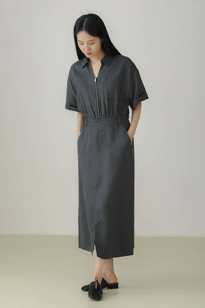 テンセルキュプラシャツワンピース　B3963