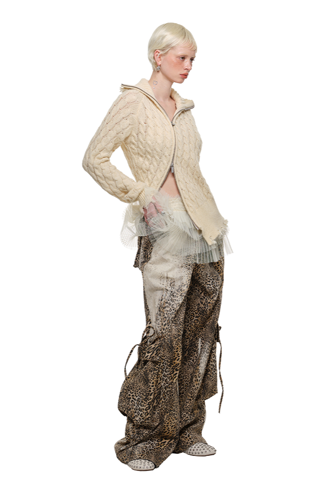 Multi-layer pleated mesh skirt B3790