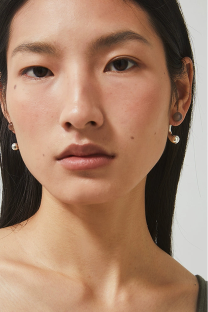 S925 Red Agate Two-Color Water Drop Earrings B4378