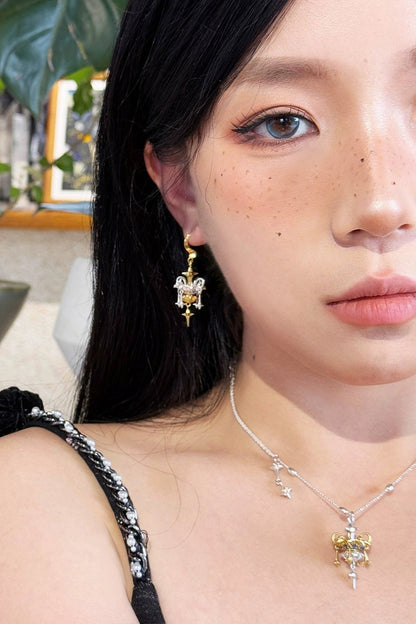 S925トワーリングスターフォールピアス（シングル）　B3973