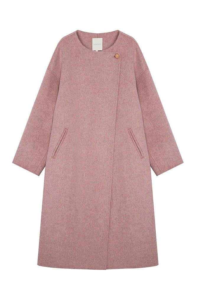 ダブルフェイスウールピンクロングコート　B4508