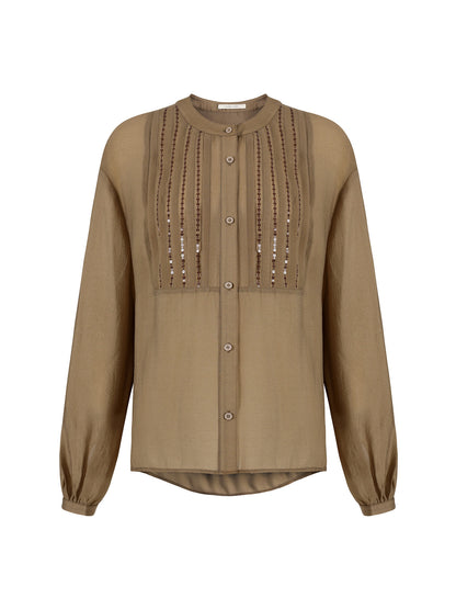 Sequined Embroidered French Loose Blouse B4938