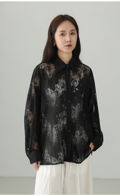 Jacquard Cutwork Shirt Jacket B4757