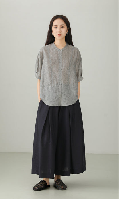 Art Style Tencel Blend Jacquard Blouse B4894