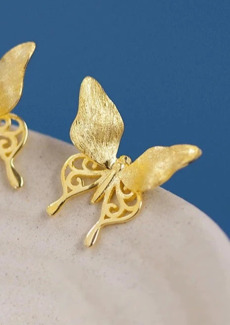 S925 Hollow Butterfly Retro Earrings B3164
