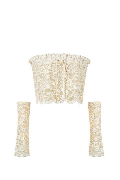 Black jacquard lace bandeau (with gloves) B4041