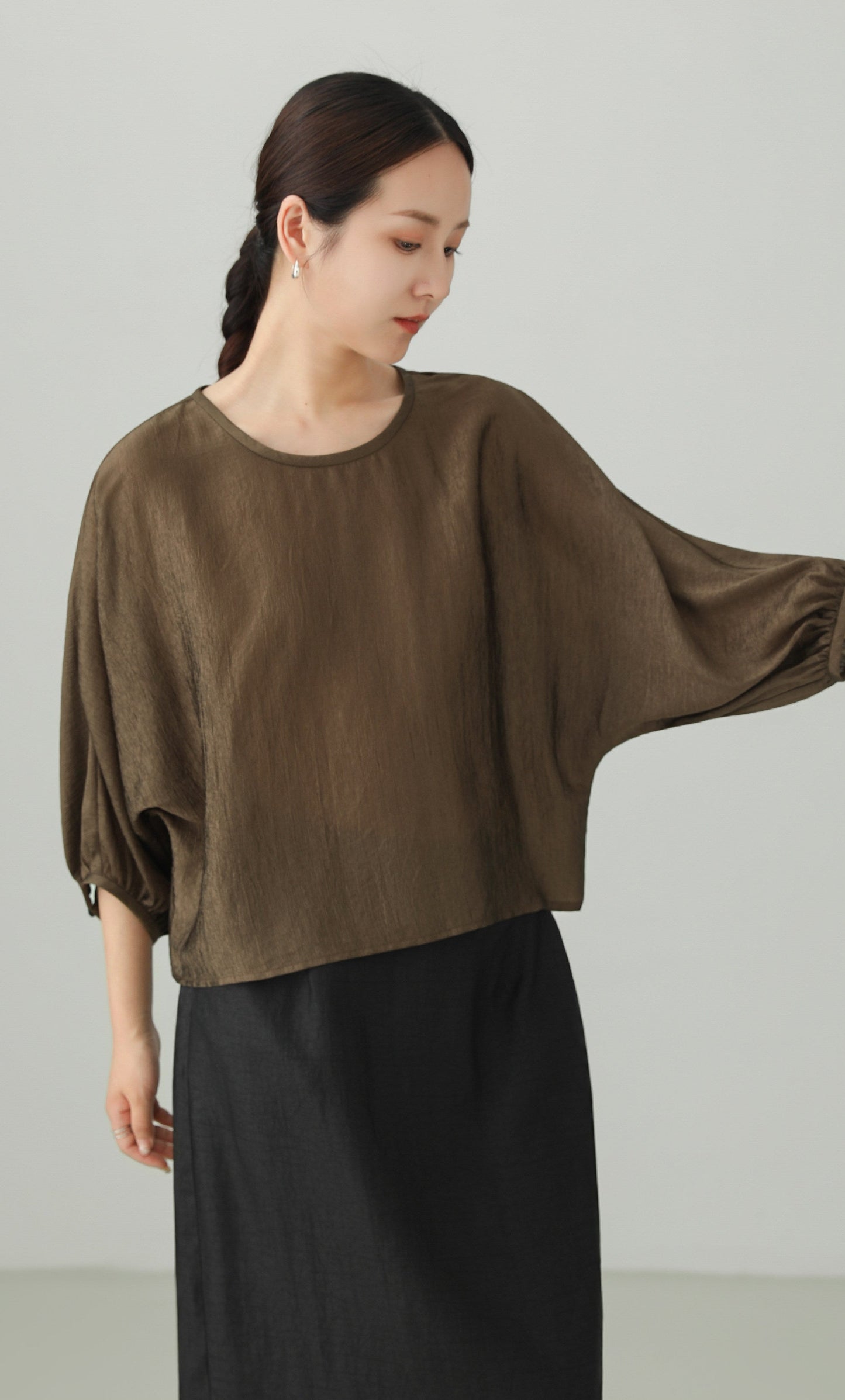 Acetate Crepe Dolman Sleeve Blouse B4893