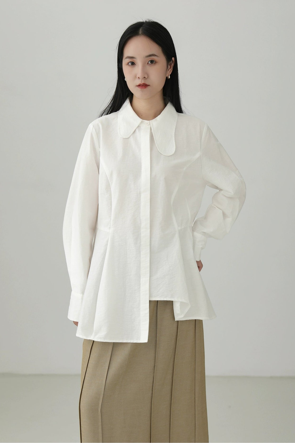 シワ加工コットンイレギュラーハイエンドシャツ　B4272