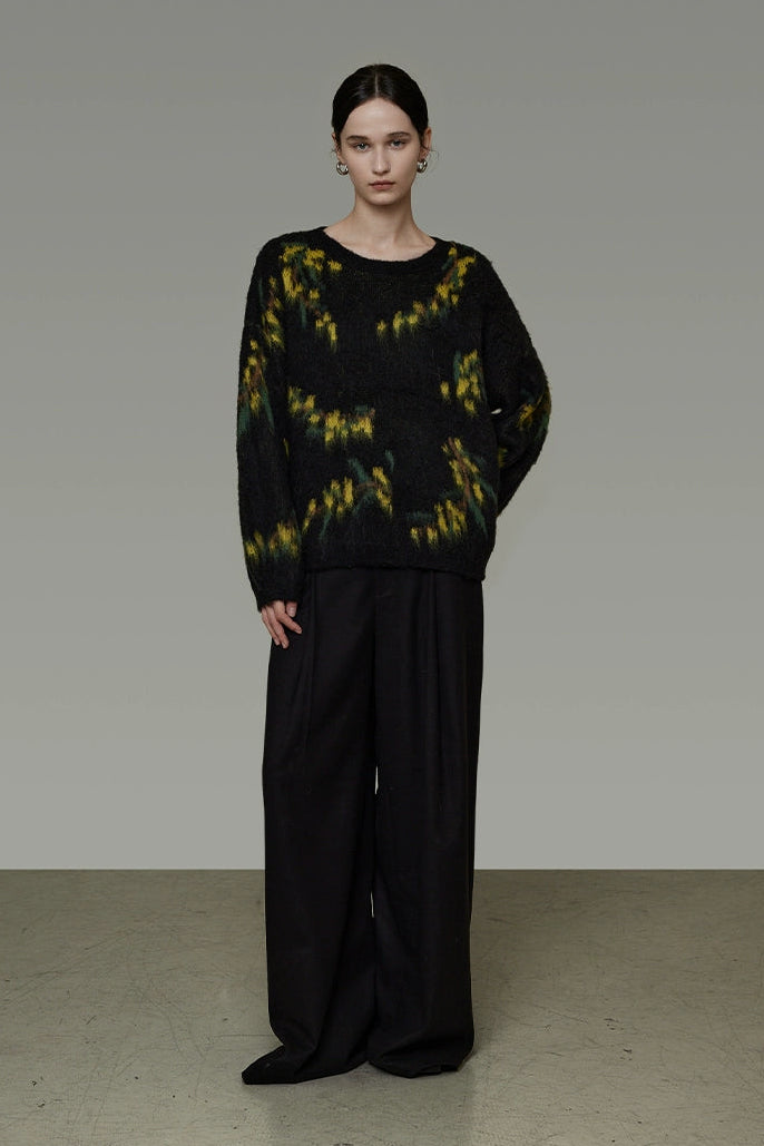 Retro tie-dye loose sweater B4503