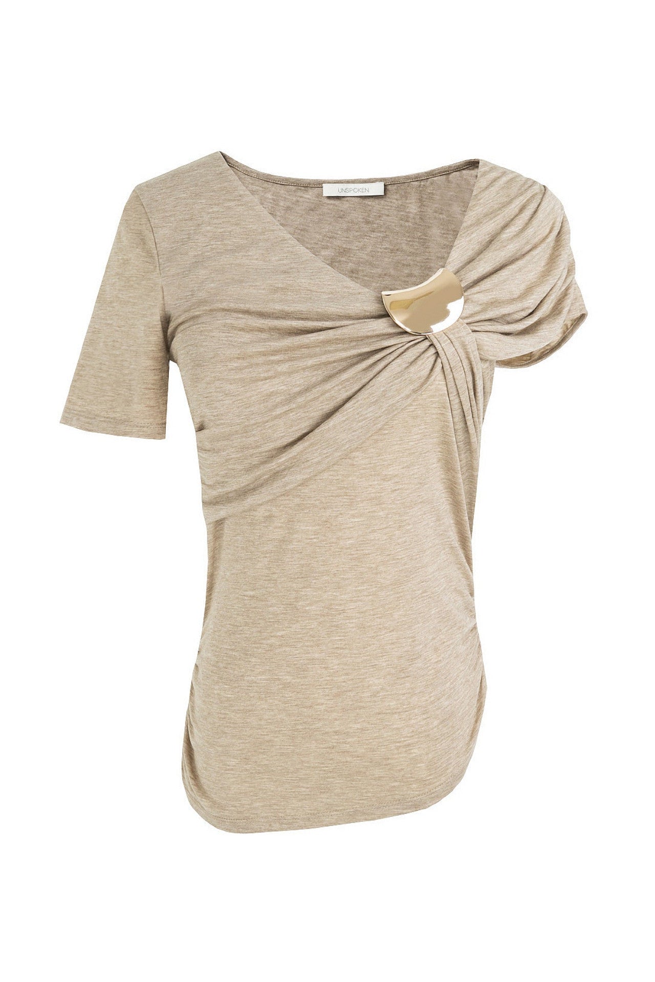 Metal Buckle Twist Design Knit Top B442