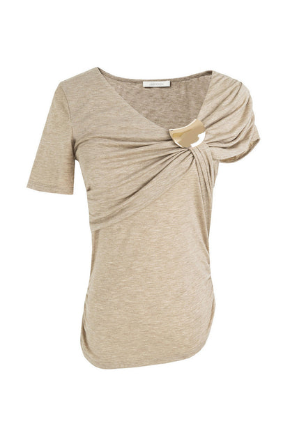 Metal Buckle Twist Design Knit Top B442
