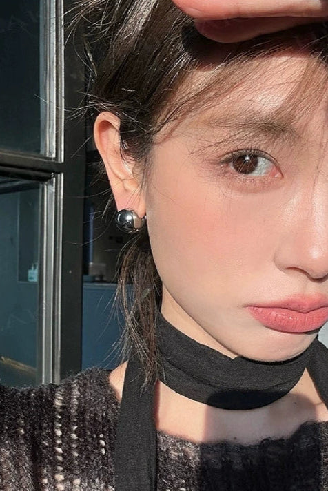 S925簡約圓球復古耳環B4038