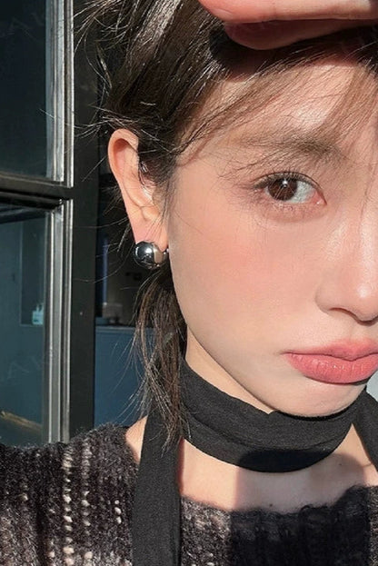 S925簡約圓球復古耳環B4038