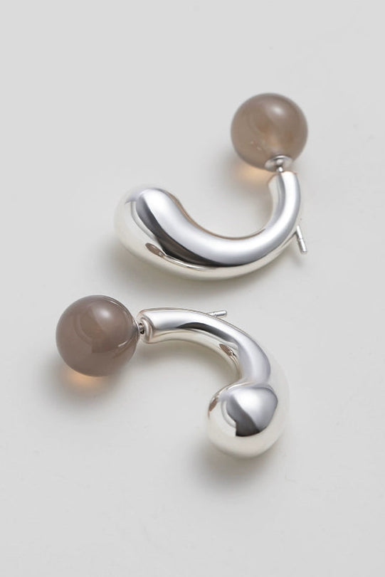 S925 Red Agate Two-Color Water Drop Earrings B4378