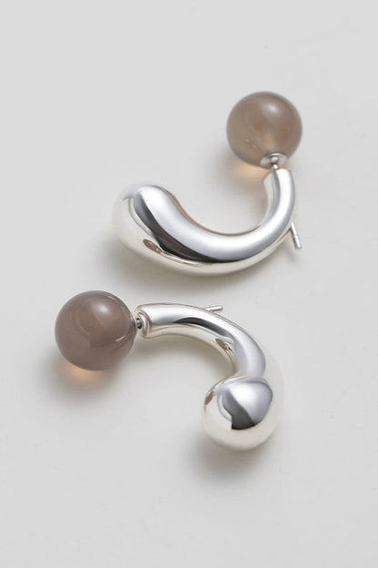 S925 Red Agate Two-Color Water Drop Earrings B4378