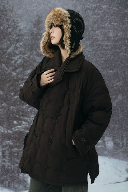 Suit collar mid-length down jacket B4431