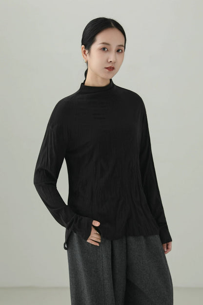 テンセルウールシワ加工Tシャツ　B4525