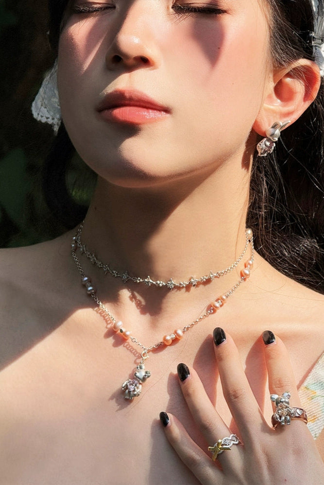 S925バニーナチュラルパールネックレス　B3976