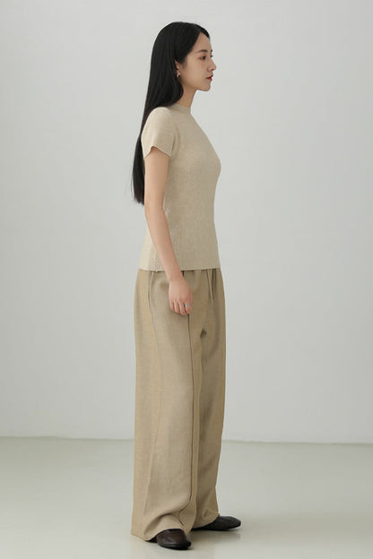 ミニマリストテンセルウール混半袖セーター　B4267