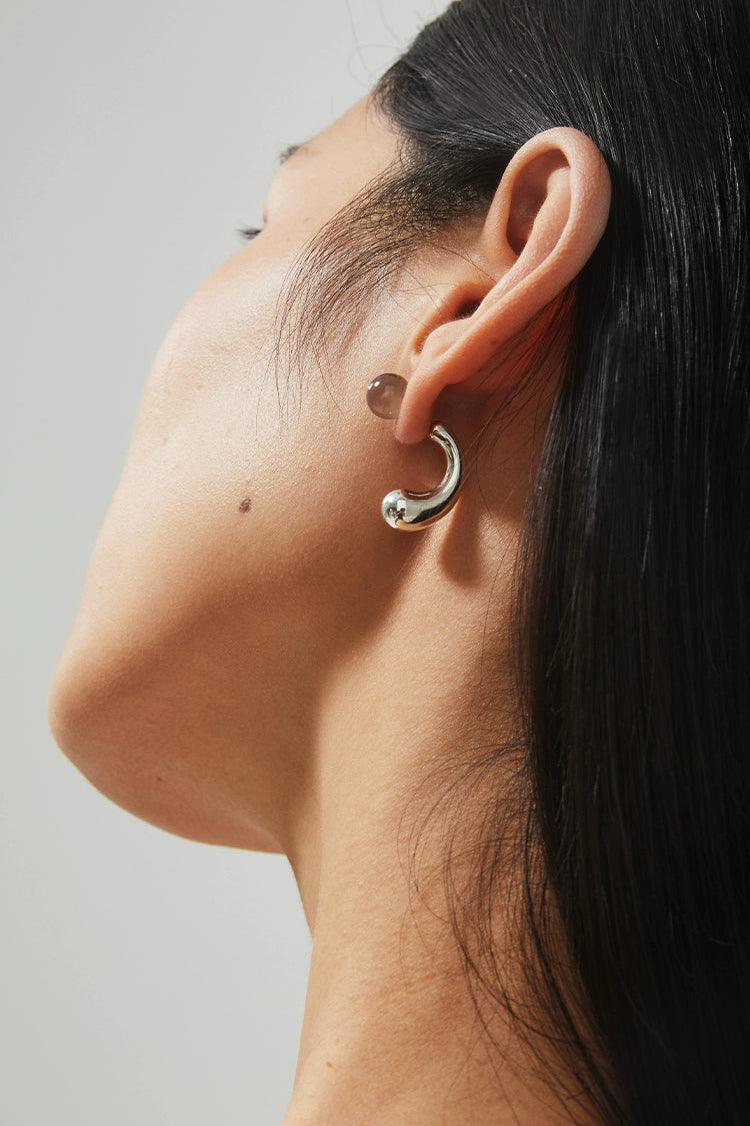 S925 Red Agate Two-Color Water Drop Earrings B4378