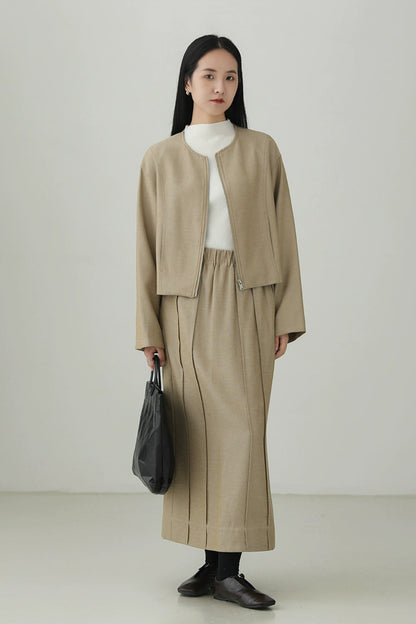 Tencel Linen Minimalist Collarless Jacket B4271