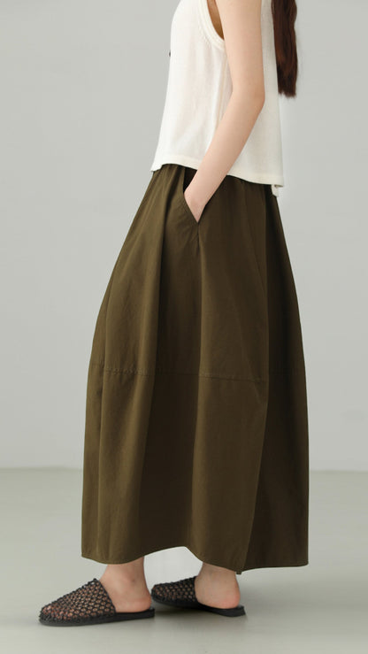 Washed Cotton Art Balloon Skirt B4786