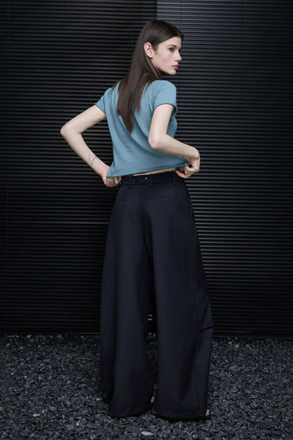 Black Scimitar Suit Wide Pants B4716