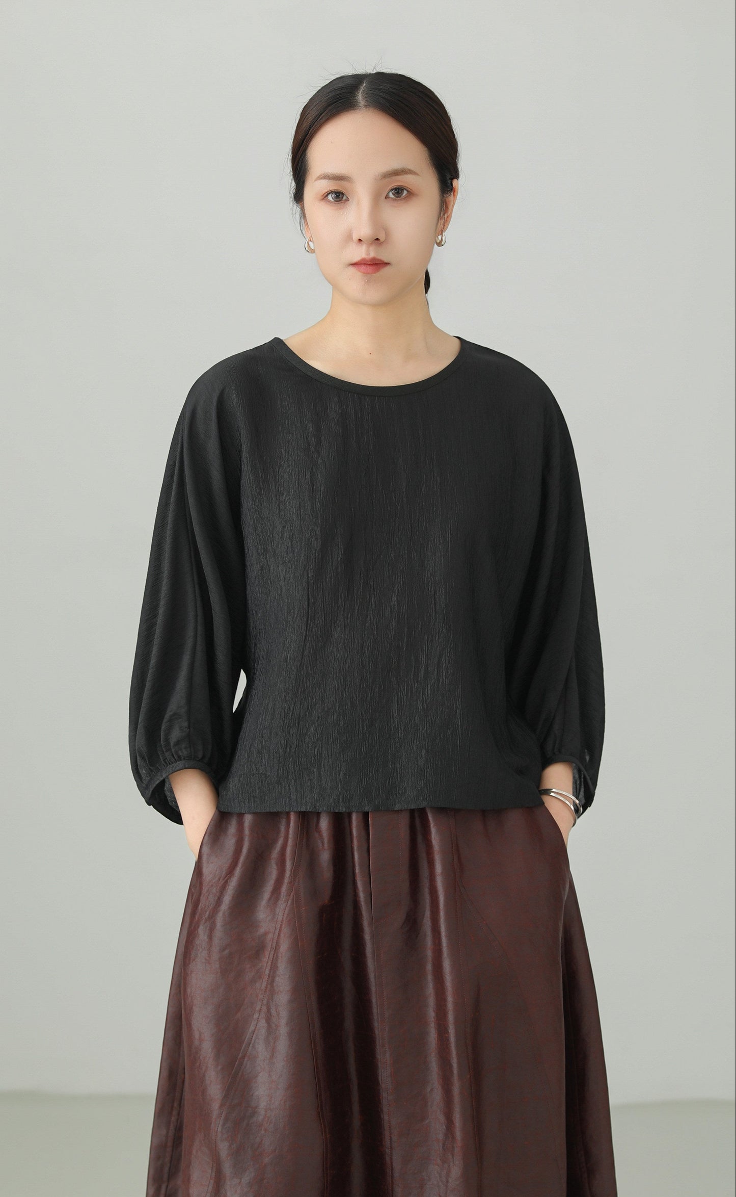 Acetate Crepe Dolman Sleeve Blouse B4893