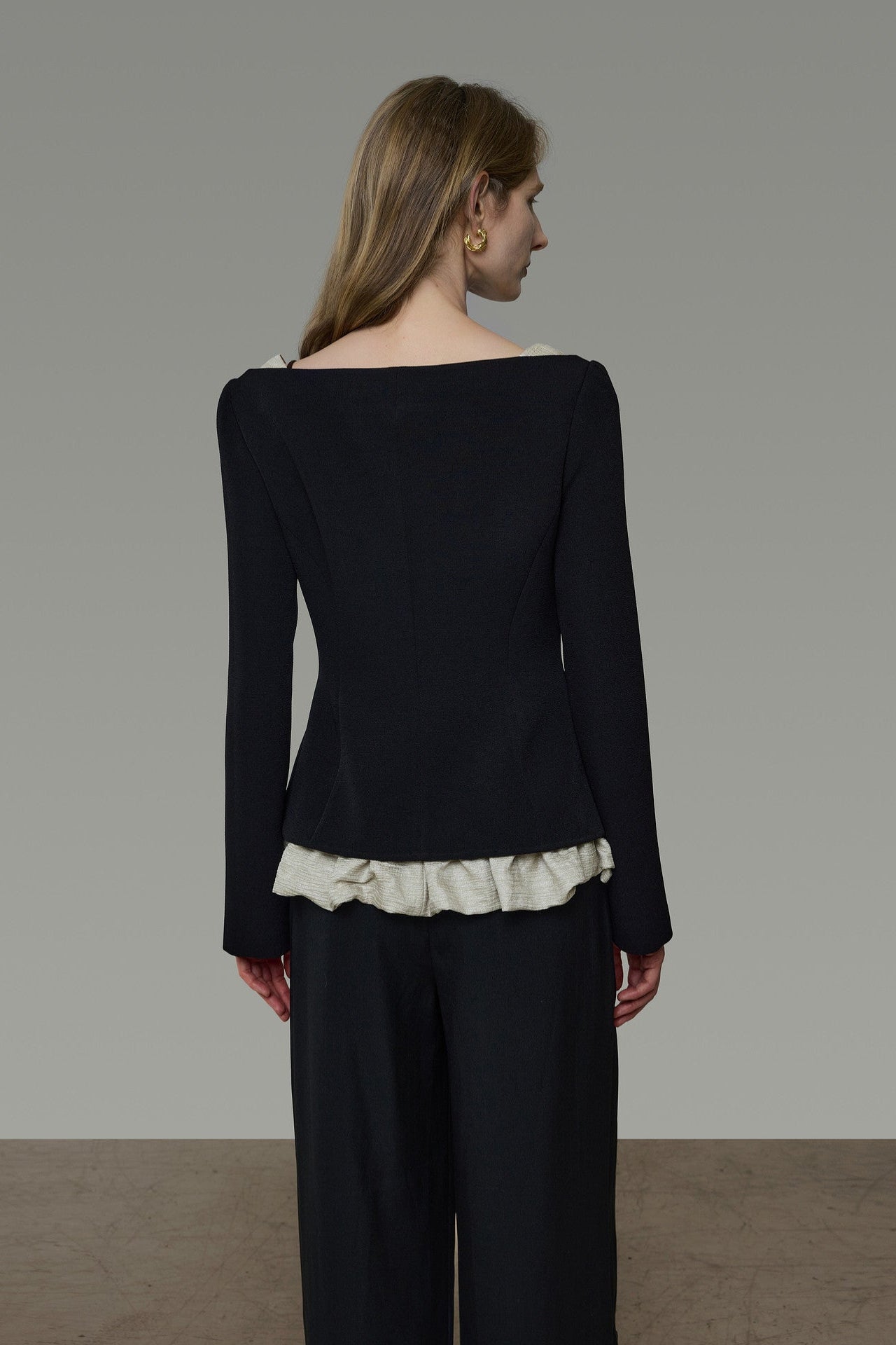Bicolor Faux Layered Short Jacket B4941