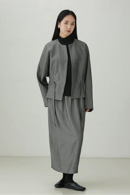 Tencel linen drawstring waist jacket B4281