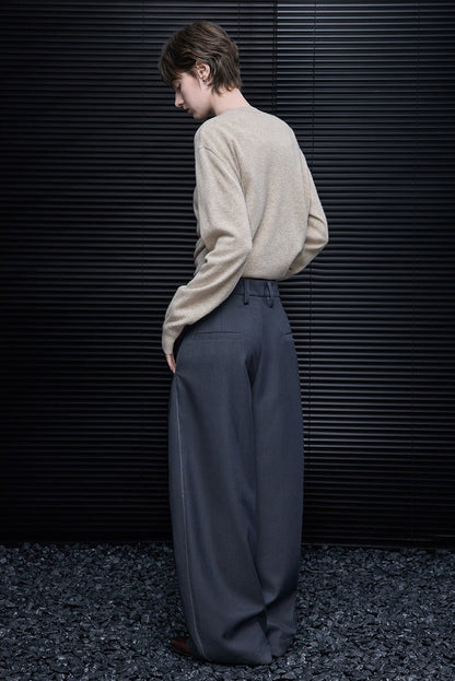 グレーワイドレッグシミターパンツ　B4360