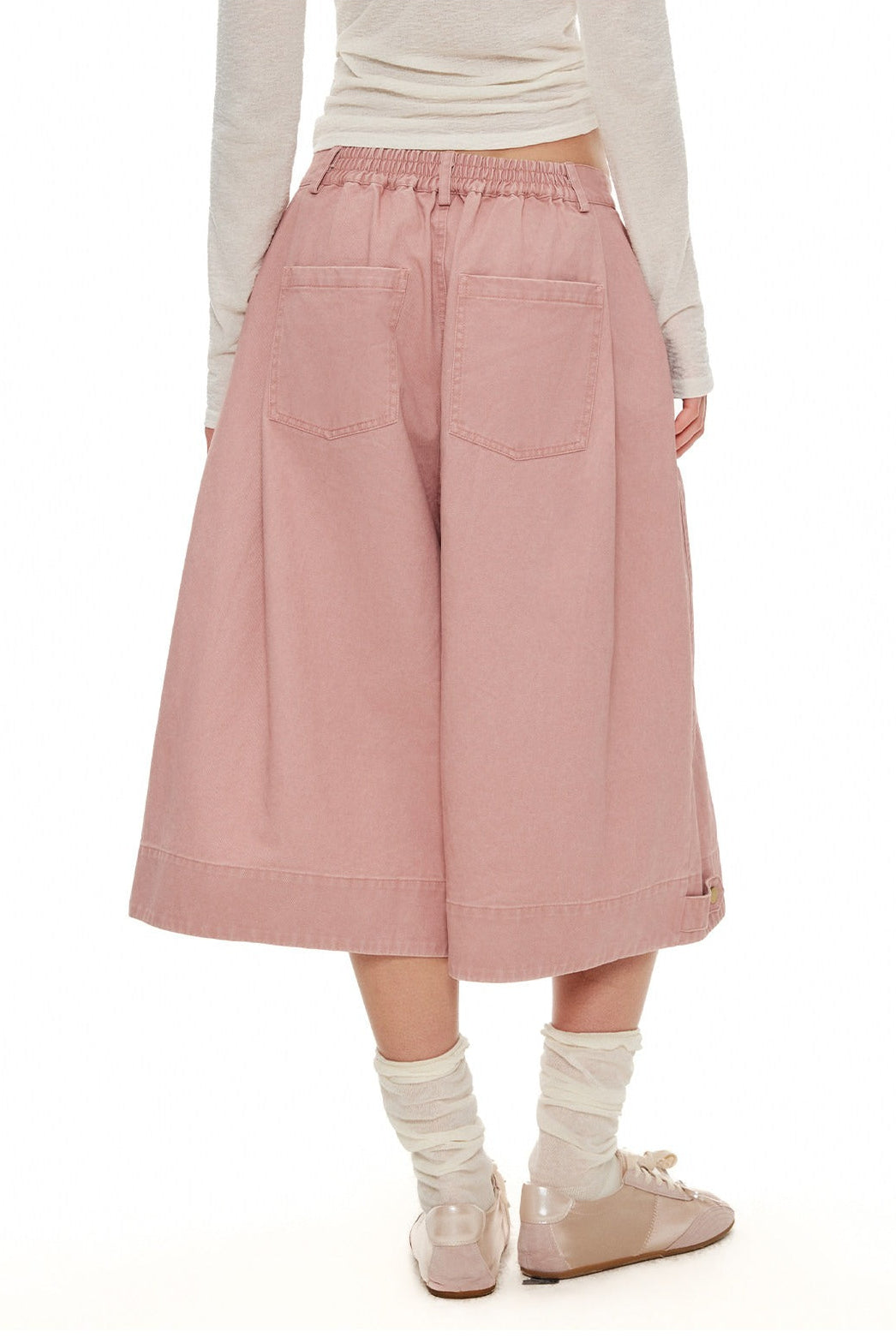 ウオッシュコットンクロップドカーゴワイドパンツ　B4594